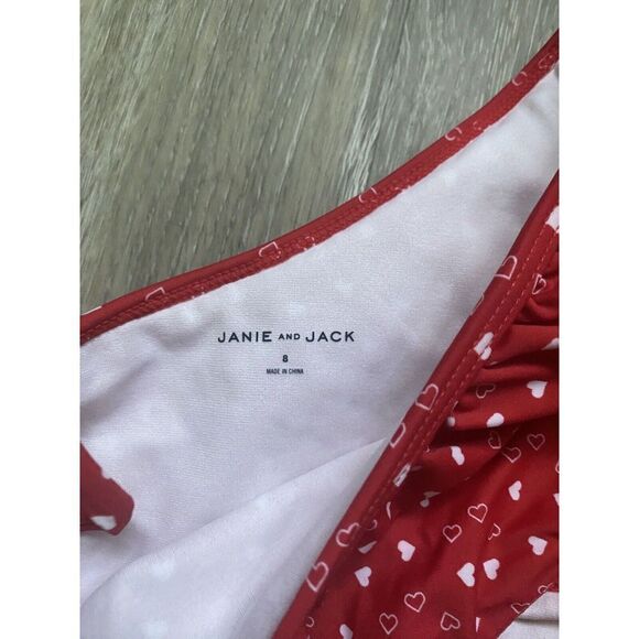 Janie and Jack Little Girl's & Girl's red 2-Piece hearts Ruffle Swimsuit Sz 8 - Picture 7 of 16